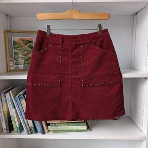 Miami Women's Mini Skirt Red Courdory Studded Pockets Size Small Western Winter
